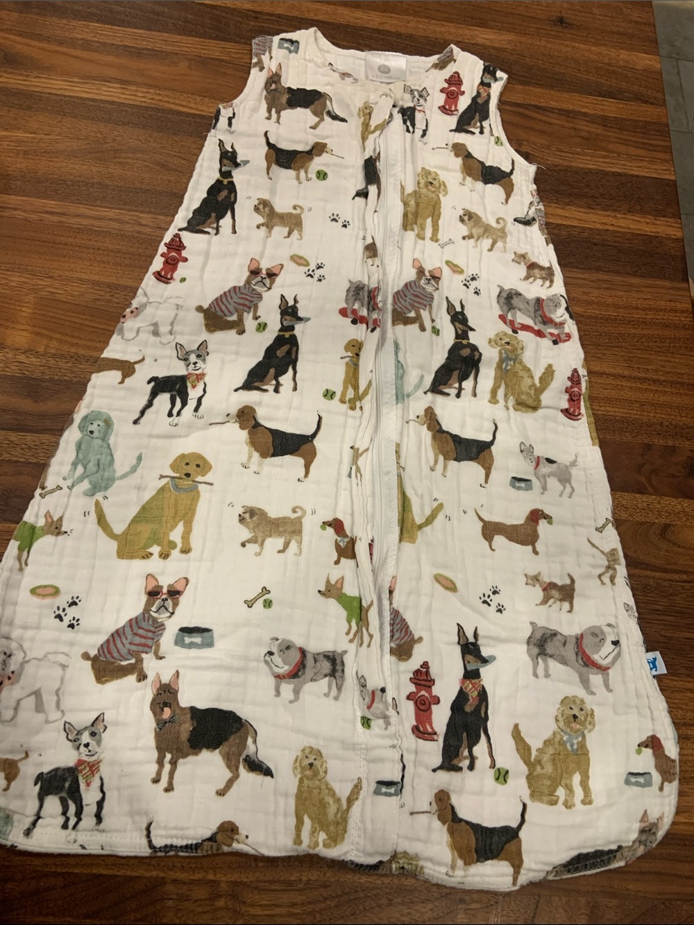 Little Unicorn Boutique Brand “Woof" Cotton Muslin Sleep Sack Size 6-12 months